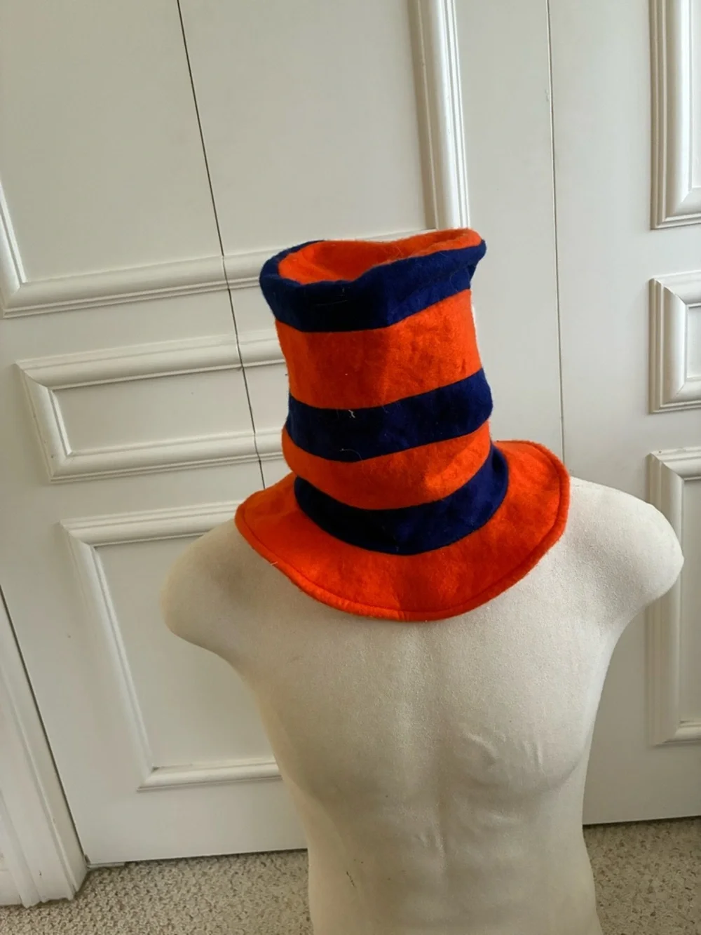 Kids Orange & Navy Striped Costume Top Hat - Unbranded